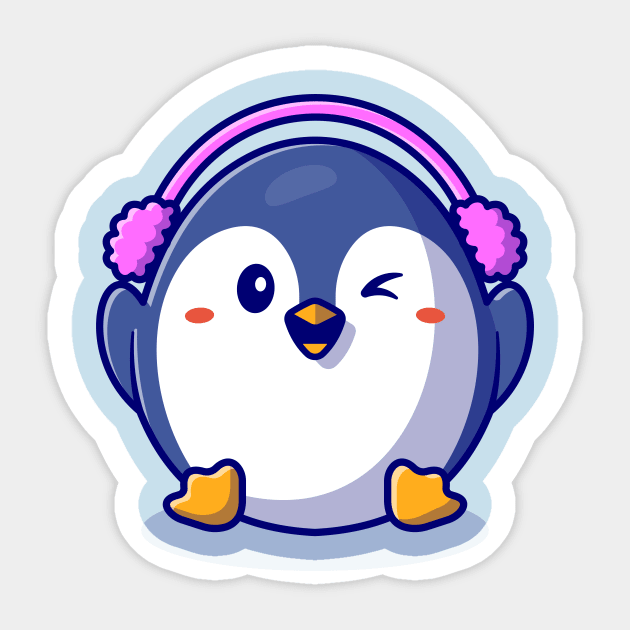 Cute Penguin Wearing Earmuff Cartoon Sticker by Catalyst Labs